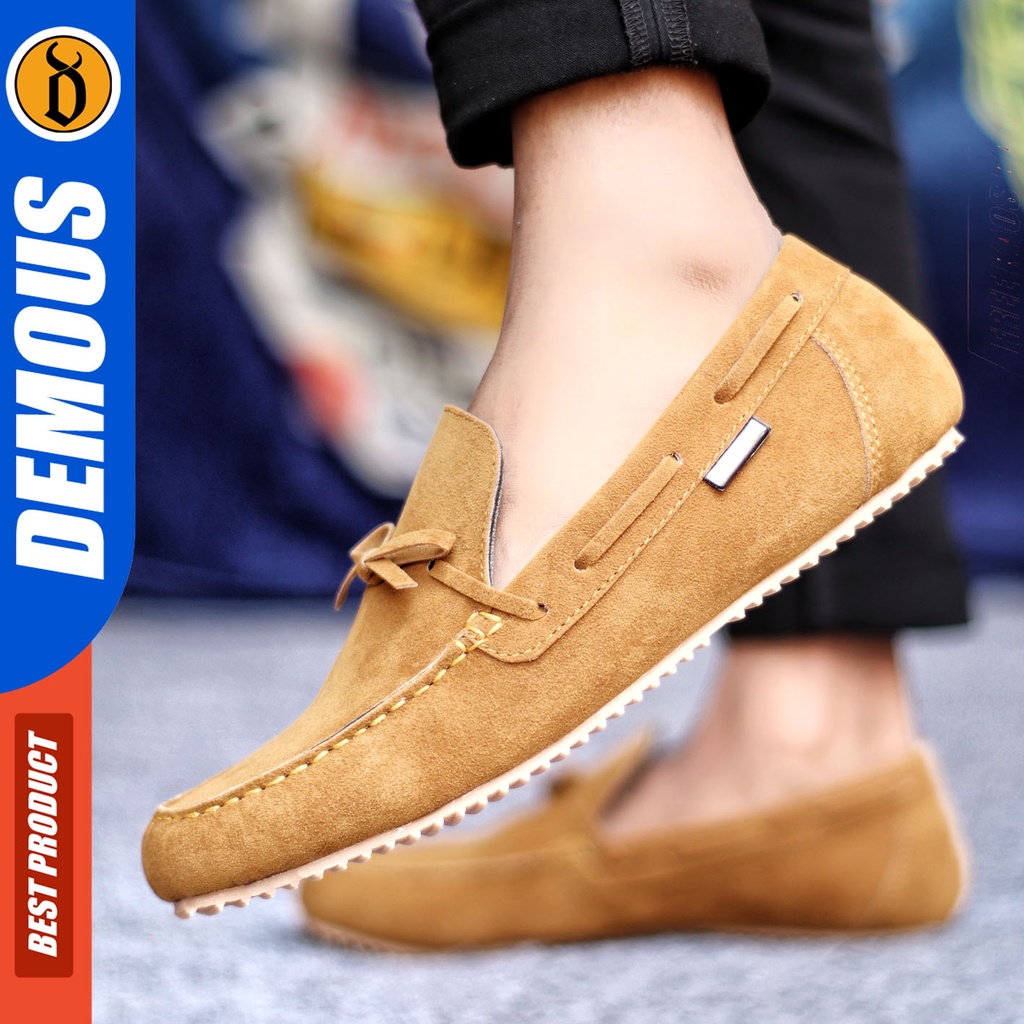 Sepatu Slip On Pria Sepatu Casual Pria Kulit Suede Kerja Kantor Kuliah Kondangan Sepatu Slop Pria Sepatu Hitam Pria DEMOUS CELTIZ