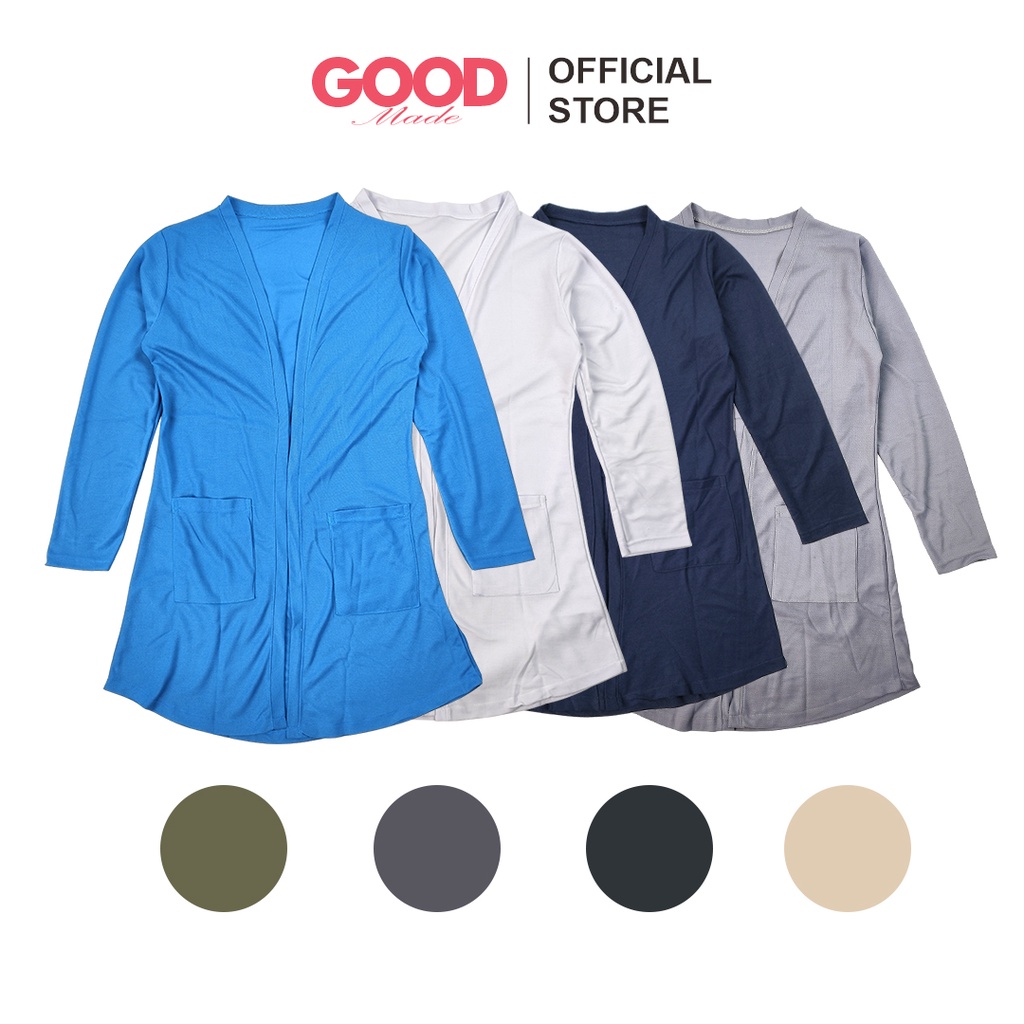 GOOD MADE - Long Cardigan Panjang | Cardigan Lacost Wanita | Muslimah Kardigan | Outer Polos | Atasan Wanita | COD