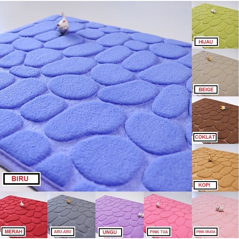 KESET KAKI KAMAR MANDI MOTIF BATU 60CM X 40CM ANTI SLIP