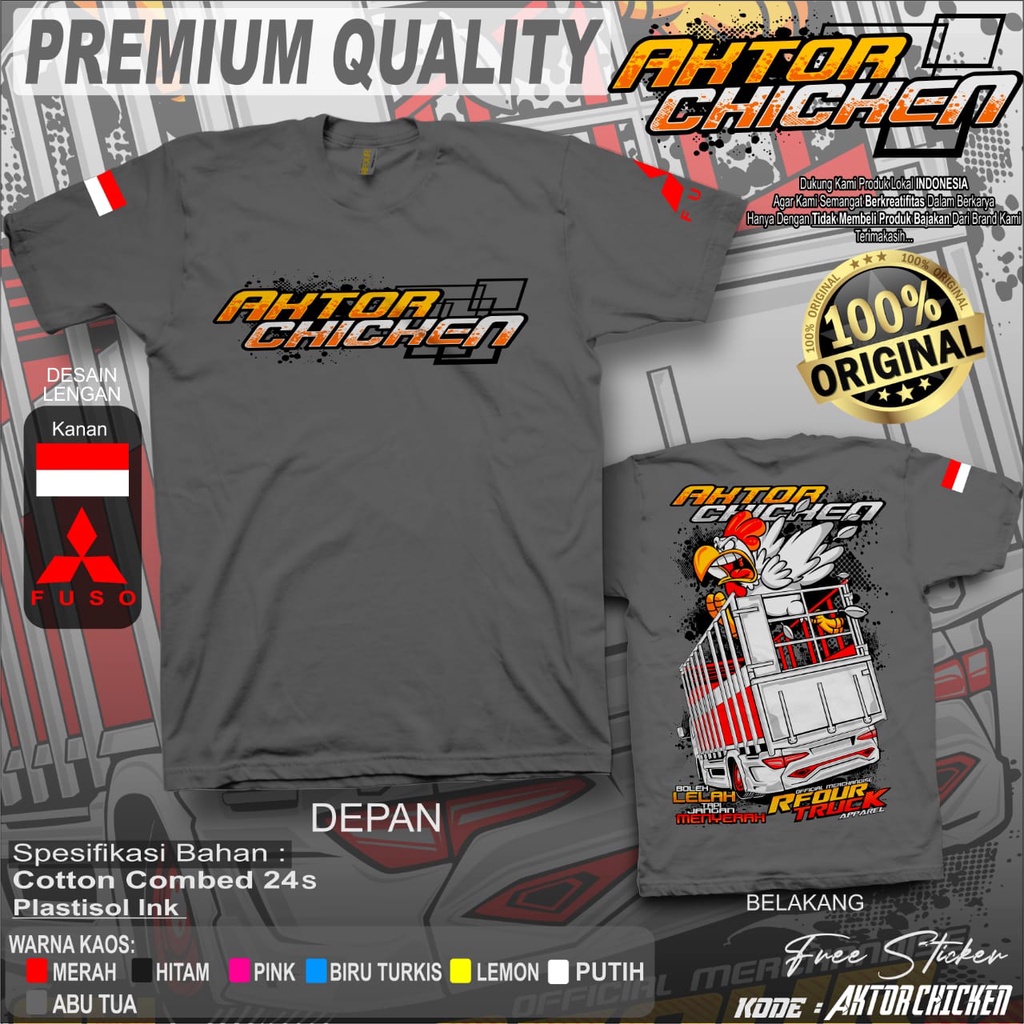 PROMO/OBRAL KILAT/KAOS TRUCK CHICKEN KAOS TRUCK RACING KAOS TRUK AYAM KAOS TRUCK MANIA INDONESIA KAOS DISTRO TRUCK BAJU KAOS TRUCK AYAM CHICKEN RACE KAOS SOPIR TRUK AYAM COMBED 24s SABLON PLASTISOL KAOS TRUCK PREMIUM ORIGINAL RFOUR TERBARU