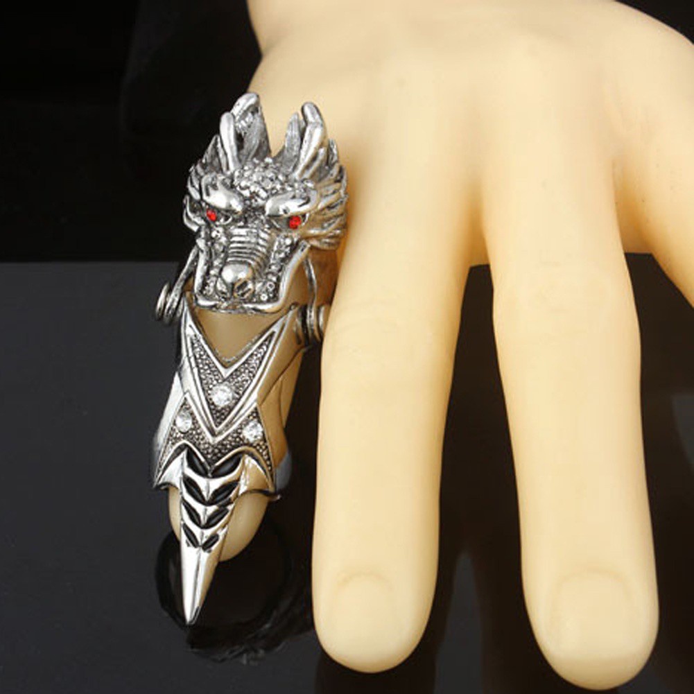 Hospitality Fancyqube Newest Goth Punk Rock Dragon Head Joint The Cock Joint Finger Ring