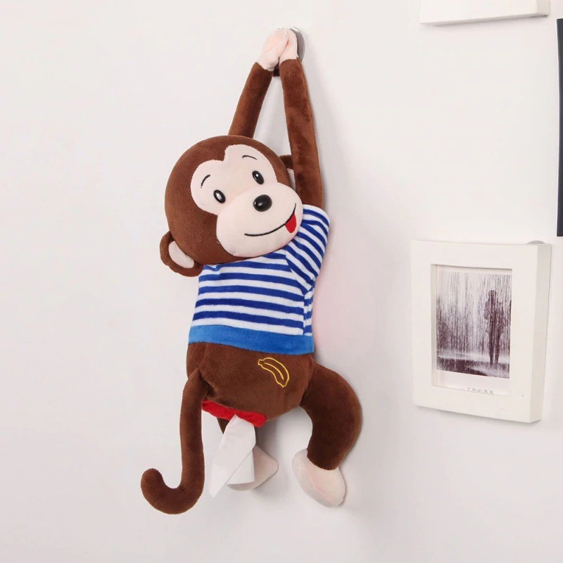 Tempat Tisu Mobil Cartoon Monkey Car Hanging Tissue Box - EA315 - Brown