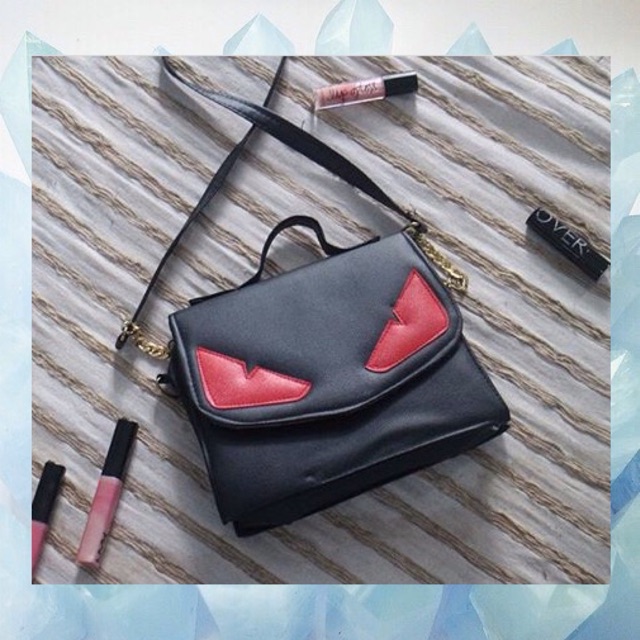 Tas hand mini sling bag fendi mata eyes import korea batam lucu murah simple black hitam branded