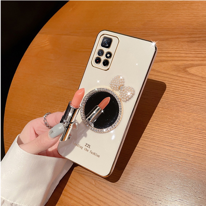 Casing Soft Case OPPO Reno 7 Reno 6Z 5G Reno5 Reno3 2F A31 A91 F11 F9 A83 Lapis Cermin Aksen Pita