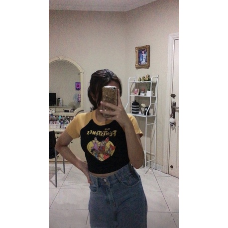 BEFAST - ZGW OOTD Kaos crop SHIMA / The Flintstones Crop Top (LD 88, P 40) / Atasan Kaos Crop Top Terbaru / Pakaian Wanita / Crop Top Lengan Pendek / Baju Santai Rumahan / Terlaris / OOTD kekinian Wanita Modis