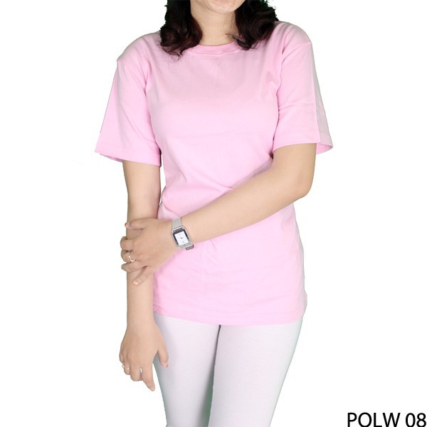 Kaos Polos Wanita O-Neck Lengan Pendek Cotton Combed S20 Pink Muda – POLW 08
