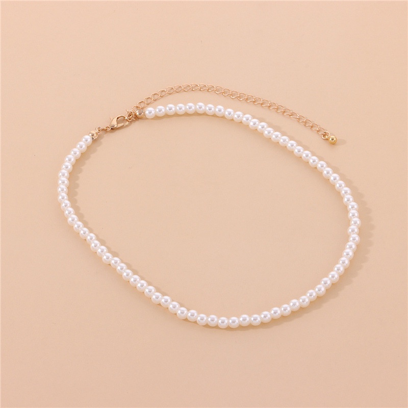 Kalung Choker Klavikula Rantai Manik-Manik Mutiara Putih Untuk Wanita