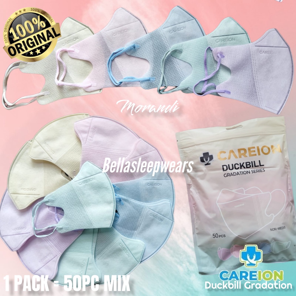 DB CAREION 4PLY GRADASI PASTEL MIX SHRIMPOWDER SHRIMPINK MATCHA - MASKER DUCKBILL CAREION 4PLY GRADATION MIX TERBARU