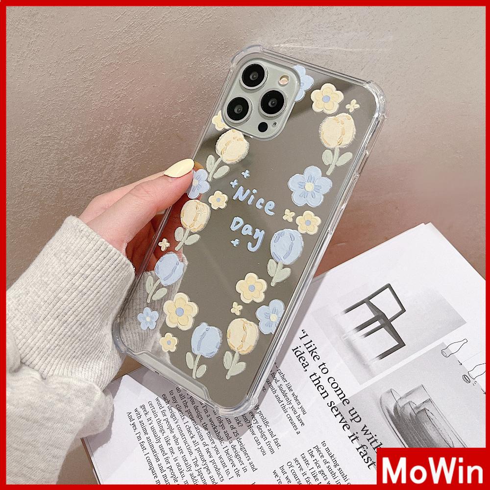 iPhone Case Acrylic Mirror Airbag Shockproof Protection Camera Oil Painting Flowers Tulip Compatible with iPhone 11 iPhone 13 Pro Max iPhone 12 Pro Max iPhone 7 Plus iPhone xr