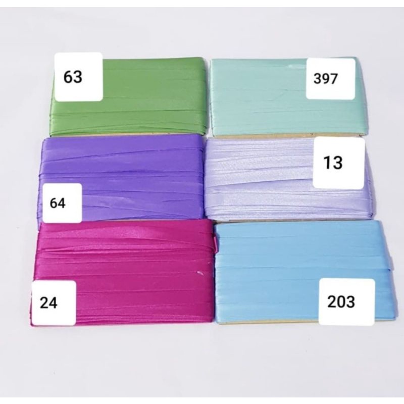 BISBAN SATIN POLOS ROLL LEBAR 1CM  ISI 36 YARD