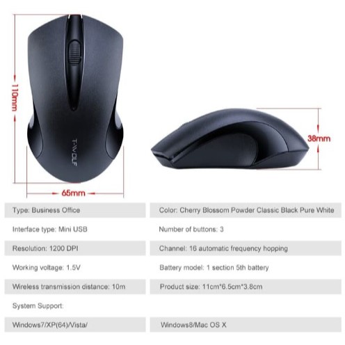 SKU-1103 MOUSE WIRELESS T-WOLF Q2 HIGH QUALITY