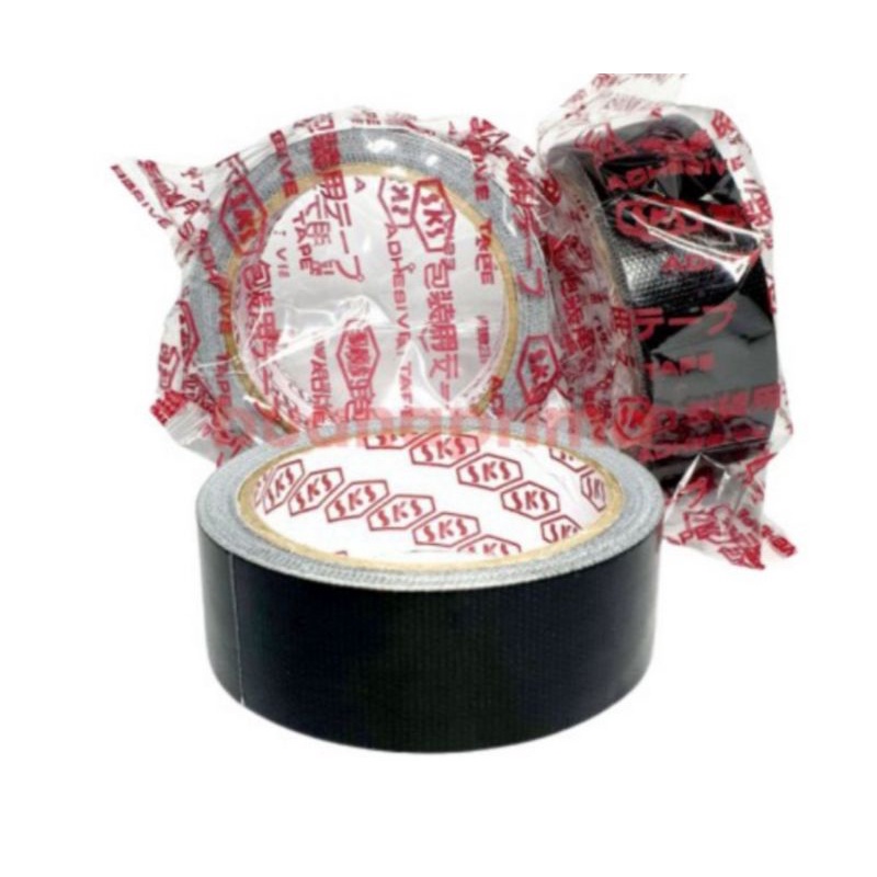 

ISOLASI CLOTCH TAPE LAKBAN HITAM KAIN BESAR 2" inch 48mm TEBAL