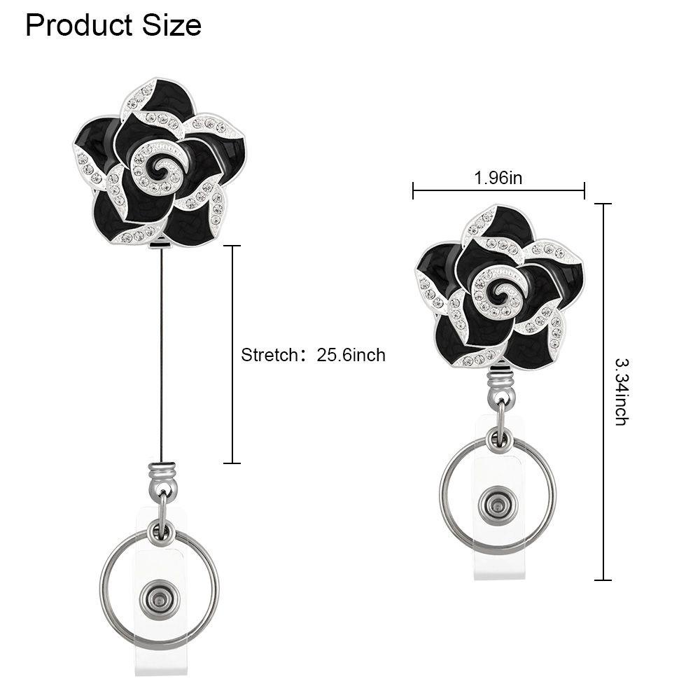 R-flower Camellia Badge Holder Outdoor Gulungan Rotasi 360derajat Dapat Disesuaikan