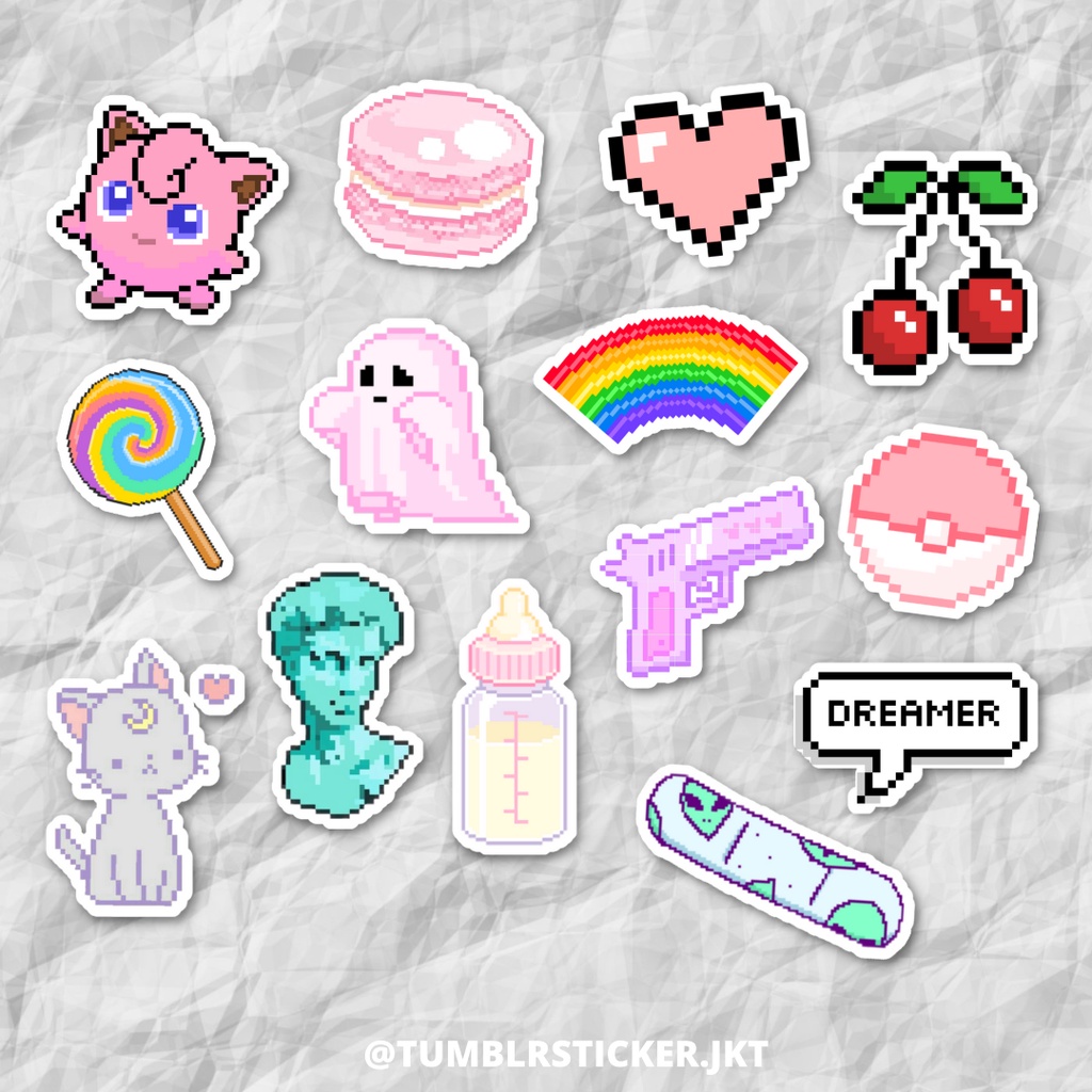 

STICKER AESTHETIC Pixel Tumblr Pack | STICKER TUMBLR LAPTOP | STICKER AESTHETIC HP JURNAL MURAH