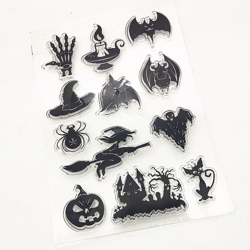 Zzz Stempel Silikon Transparan Motif Hantu Halloween Untuk Scrapbook DIY