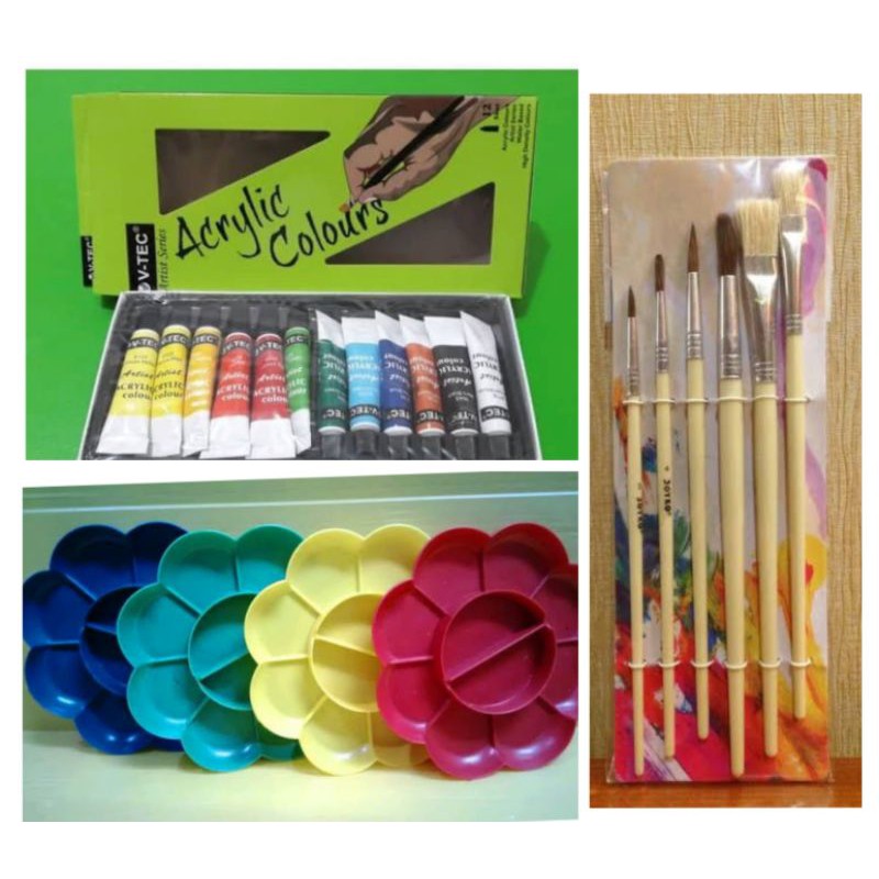 

paket lukis (cat acrylic palet kuas)