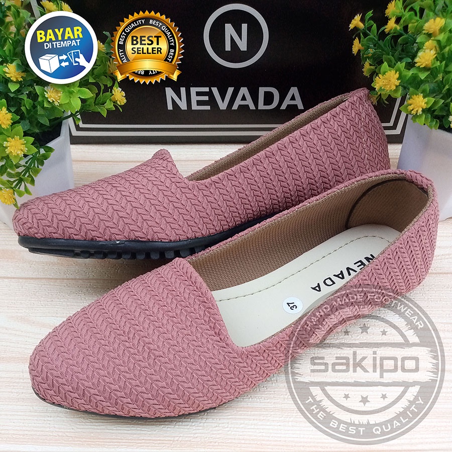 PROMO 12.12 BIRTHDAY SALE SEPATU WANITA DEWASA BALET RAJUT NEVADA TRENDI TERMURAH TERLARIS TAMPIL CANTIK / SAKIPO