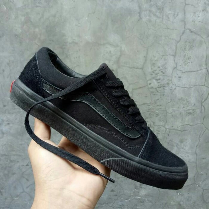 Sepatu Vans Oldskool Fullblack Hitam Sekolah Kerja Kuliah Black Mono Traning Paskibra Ospek MOS