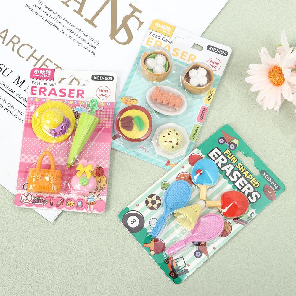 R-flower Rubber Eraser Cute Kawaii Drawing Aksesoris Hewan Perlengkapan Kantor Sekolah Alat Tulis Eraser Set