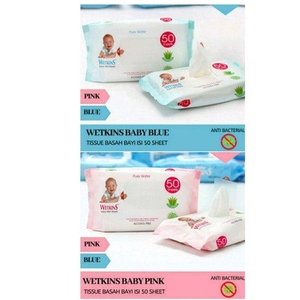 TISSUE BASAH WETKINS BABY ISI 10 DAN 24 SHEETS || TISU BASAH ANTISEPTIC [SWEETSPACE]