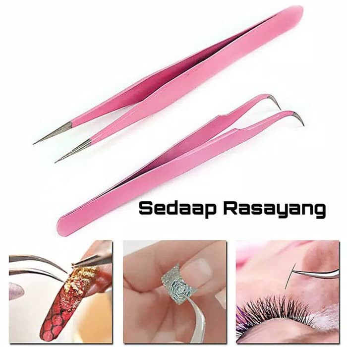 Pinset Bulu Mata Vetus PINK Tweezer Eyelash Extension