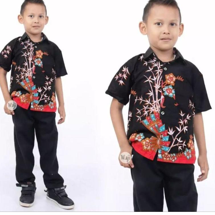 {CK.01Jl22ᴷ} Batik Bapak dan anak Cowok Motif Dimensi Sogan- Baju batik ayah anak
