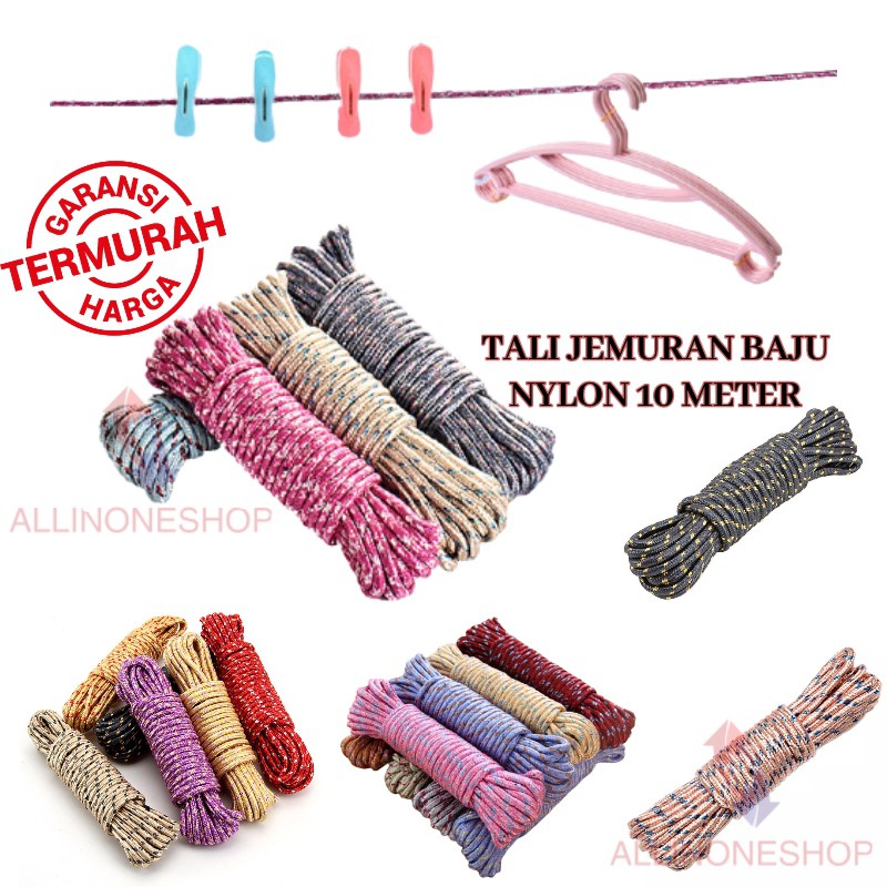 Tali Tambang Jemuran Baju 10 Meter Bahan Nylon / Tali Tambang 10 Meter / Tali Ikat Barang Anti Slip