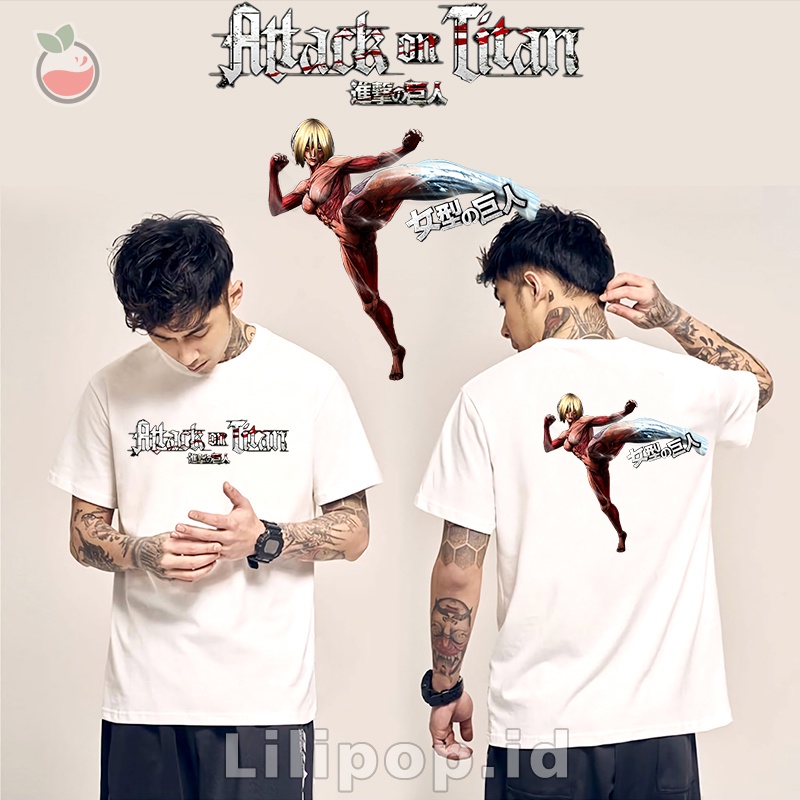 Kaos Tshirt  Pria Attack on Titan Baju Distro Basic Lengan Pendek Cowok Kasual Lilipop