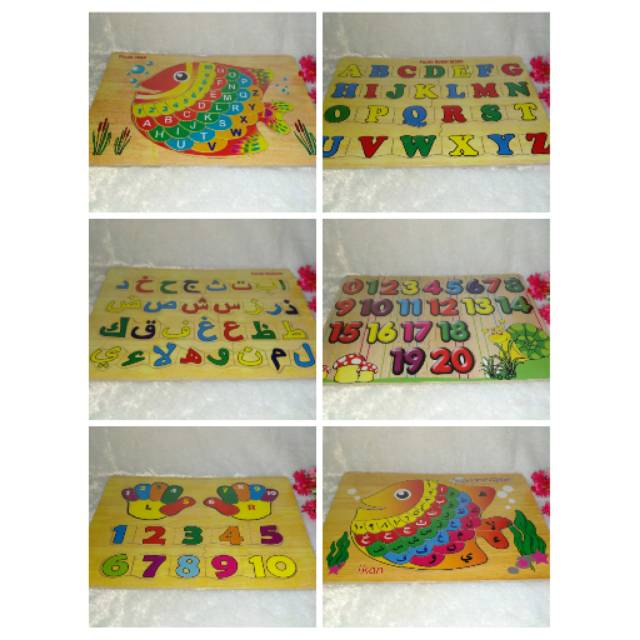 Puzzle huruf, puzzle angka, puzzle geometri