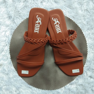 ANUR - COD  Sandal Teplek Wanita Slop Tali kepang Remaja kekinian/Sendal Selop Slip On Tali Terbaru