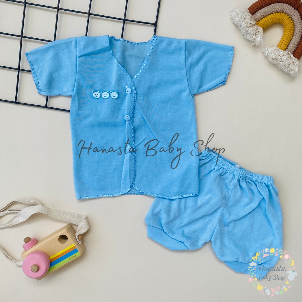 Setelan Baju Lengan Pendek Bayi Baru Lahir / Newborn polos lokal