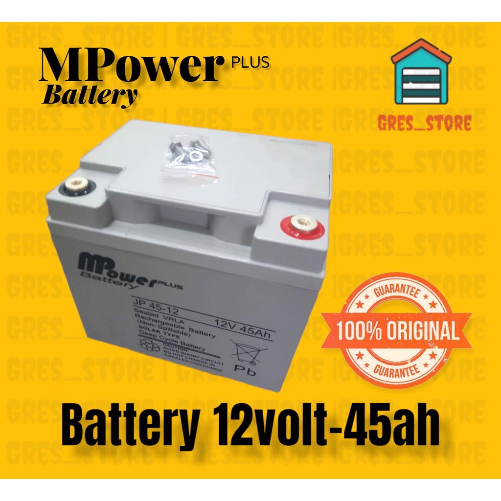 Aki 12V 45Ah Vrla Deep Cycle Mpower Plus Jp45-12 AKI 12V 45AH M POWER