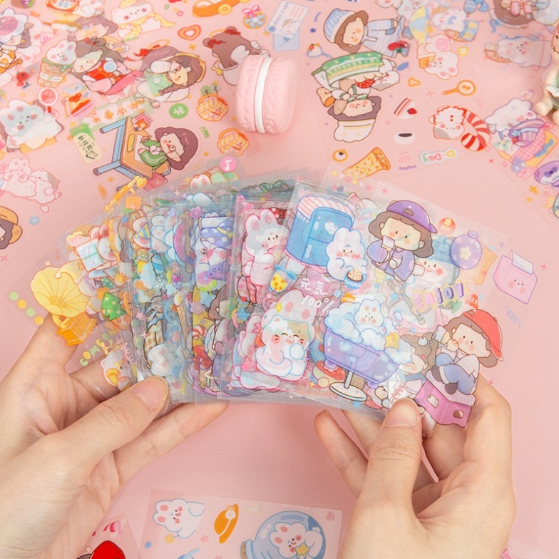 

Stiker Lucu deco girl stiker pet murah kawaii planner Scrapbook DIY Cute aesthetic