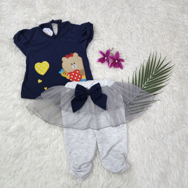 baju bayi perempuan stelan celana tutu baby girl