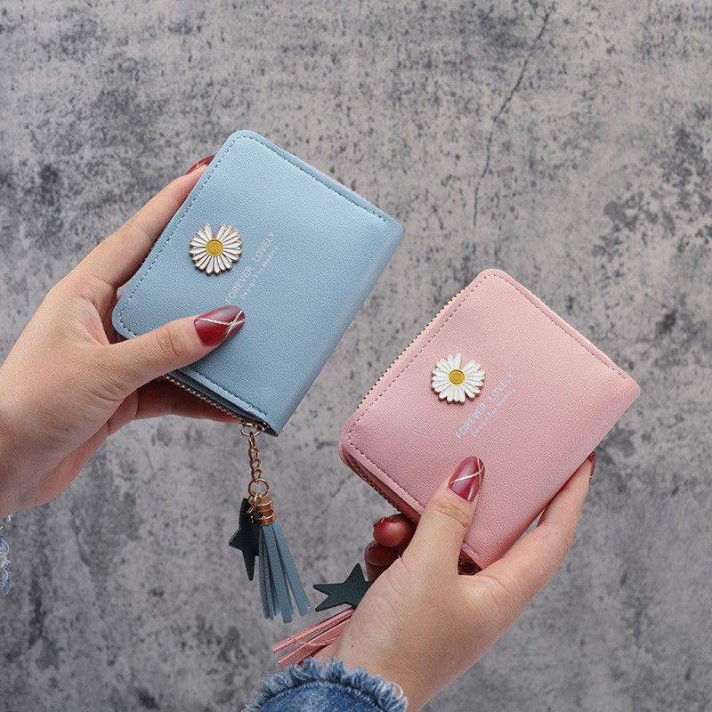 Dompet Mini Wanita Dompet Koin &amp; Kartu Wanita Motif Bunga daisy Import Real pict