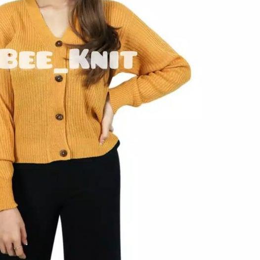 Cardigan Rajut Crop Kancing Batok