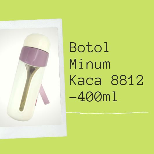 (No 8812) Botol Minum Kaca  400 ML Termurah / Botol Minum Tumbler  Lucu