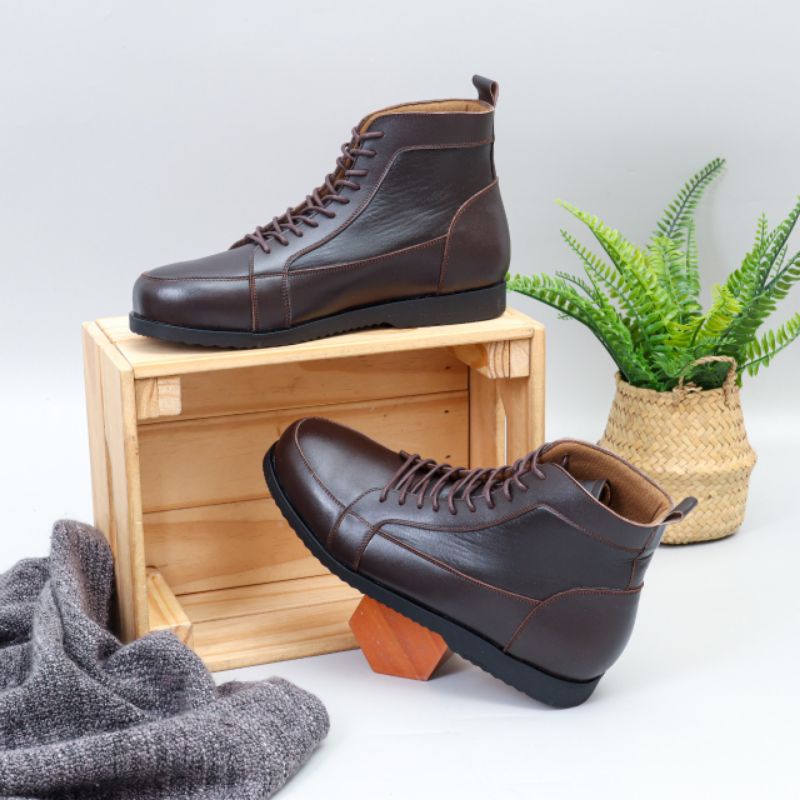 Sepatu kulit pria sepatu boots kulit asli flavio sepatu pantofel pria sepatu kerja kantor mode alpha