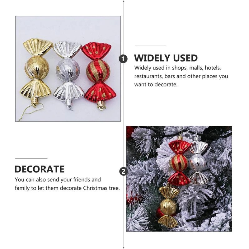 5 Pcs Set Christmas Candy Shape Colorful Ball Pendant Set / Home Decoration Christmas Tree Ornaments / Christmas Tree Decorative Pendant Accessories / Christmas Decorative Hanging Ornaments