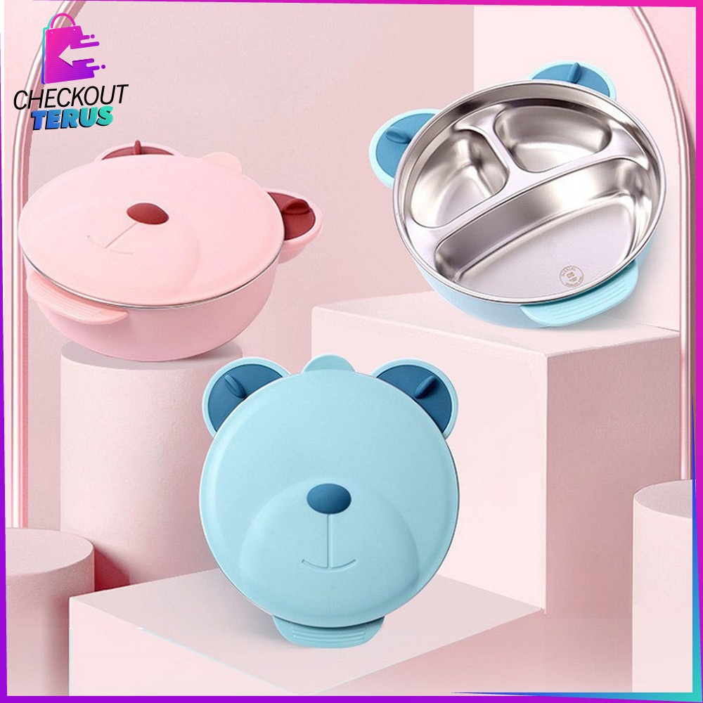 CT C353 Lunch Box Anak Karakter Bear Lucu Set BPA FREE Tempat Makan Anak Stainless Kotak Penyimpanan Bekal Anak Karakter