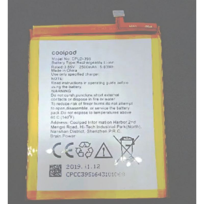 Baterai Coolpad 395 /CPLD373 Batrai CoolPad MAX A8 Genuine / CPLD 380 / E502