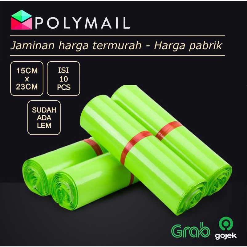 

POLYMAILER 10PCS 15x23CM HIJAU SEMI GLOSSY PLASTIK POLYMAILER HIJAU