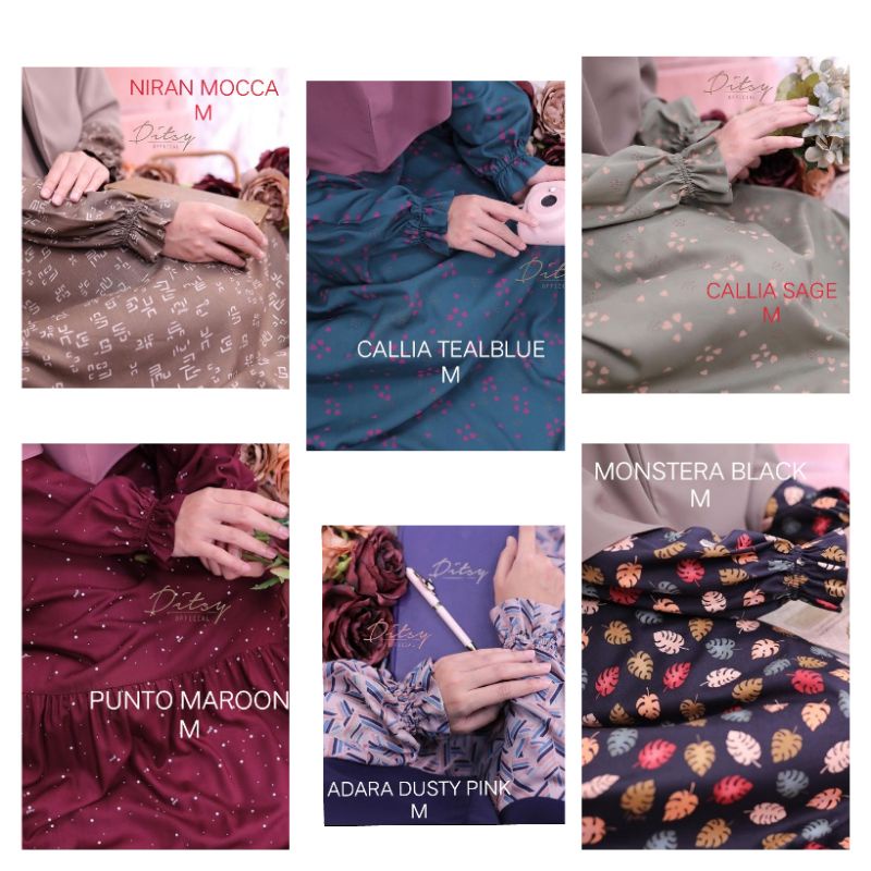 DITSY JULI/JULY 2022 : ADARA DUSTY M, NIRAN MOCCA M, CALLIA TEAL M, CALLIA SAGE M, PUNTO MAROON M, M