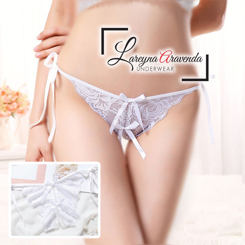 (COD) Sexy Open G String Wanita Tali Celana Dalam Transparan Thong Ukuran Besar CD020