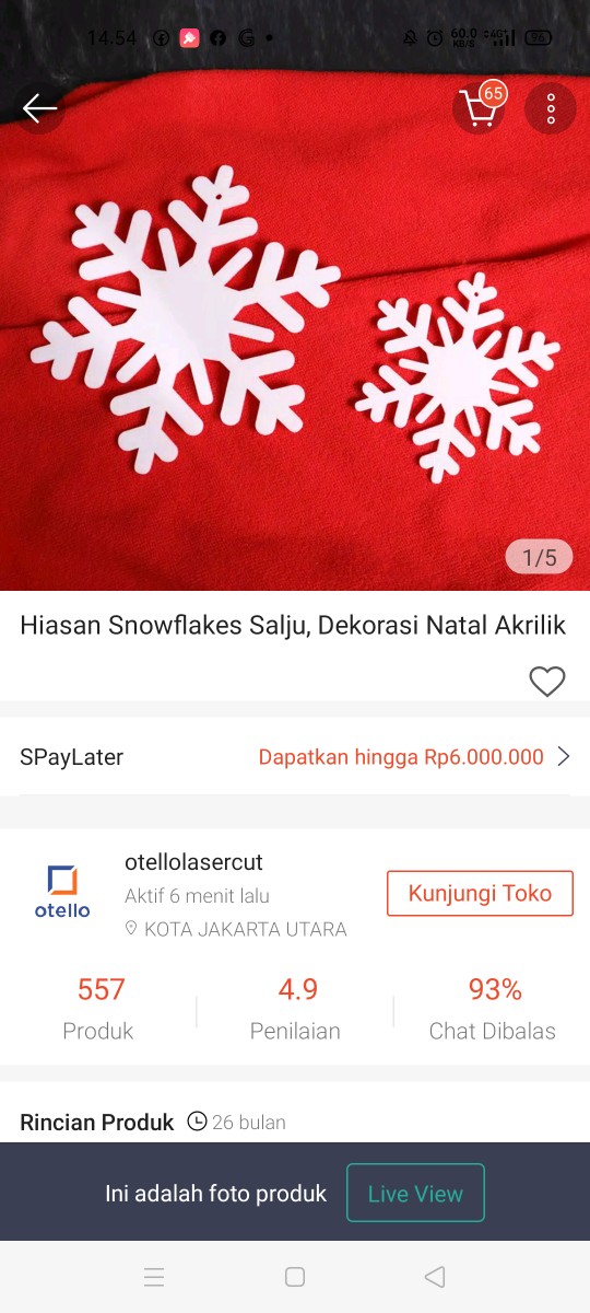 Hiasan Snowflakes Salju, Dekorasi Natal Akrilik