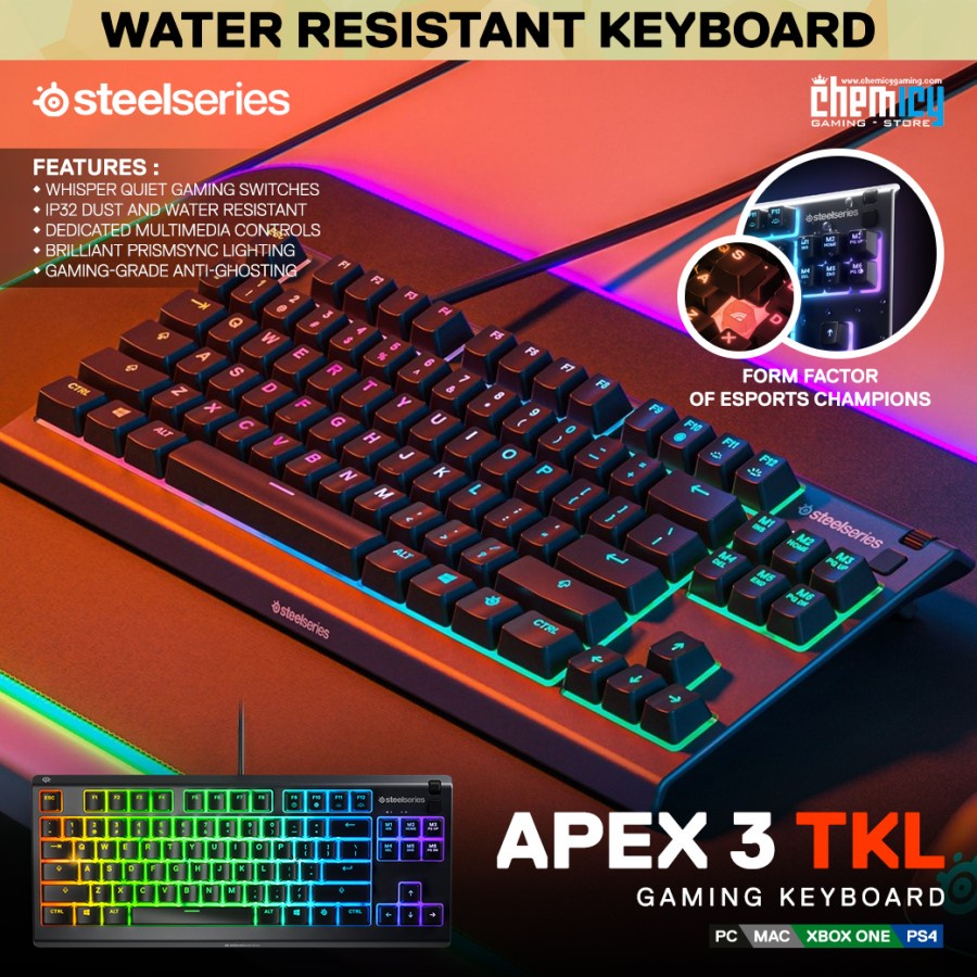 Steelseries Apex 3 TKL RGB Gaming Keyboard