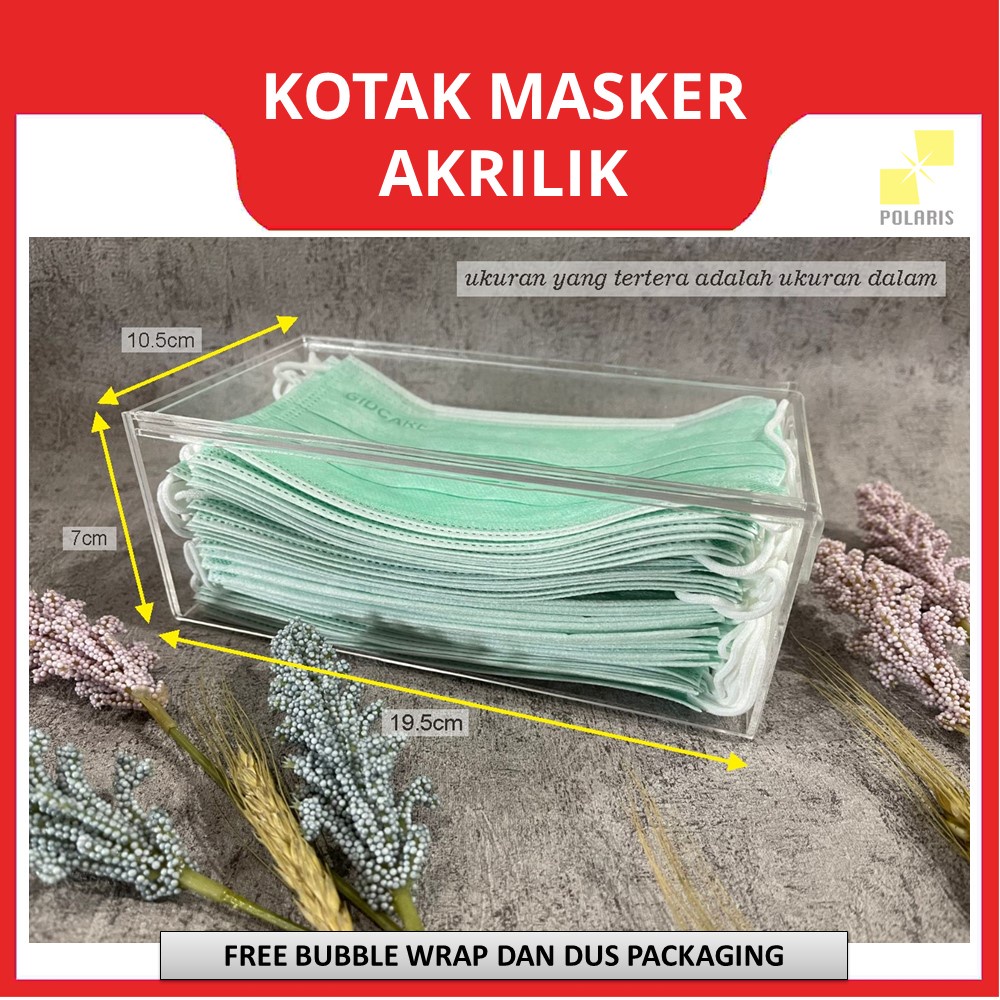 KOTAK MASKER AKRILIK KOTAK PENYIMPANAN MASKER ACRYLIC WADAH MASKER BOX MASKER TRANSPARAN BOX PENYIMPANAN MASKER