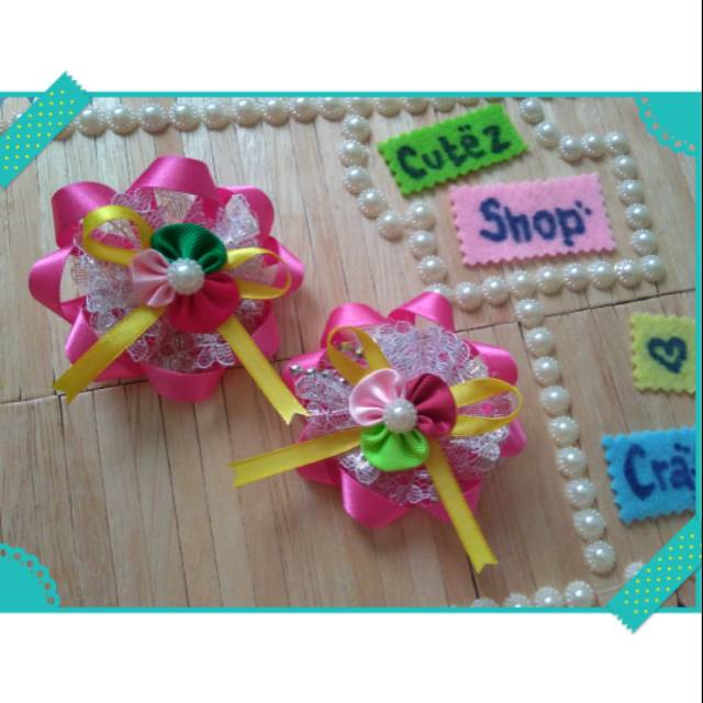 Sale Jepit rambut anak pesta, pink fanta 3 susun, aksesoris pesta anak