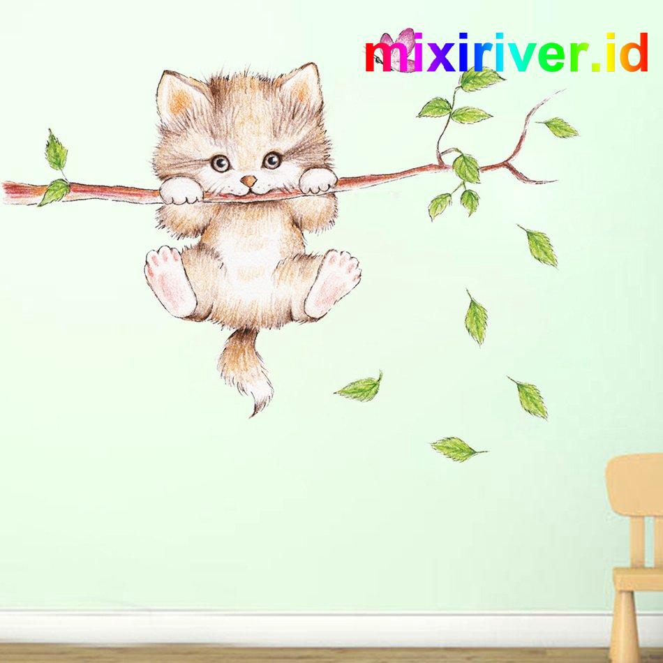 Stiker Dinding Wallpaper Desain Kartun Cabang Kucing Lucu Shopee Indonesia