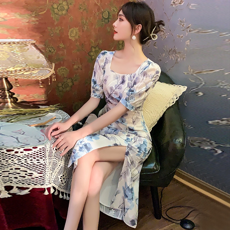 【Rozen】Korean  Retro Orphrey Floral Dress/Vintage Dress R071